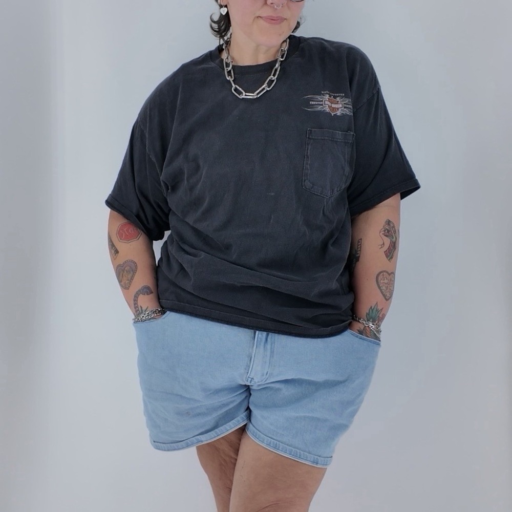 Vintage Harley-Davidson pocket shirt dealer tee 2005 Georgia faded black 2XL